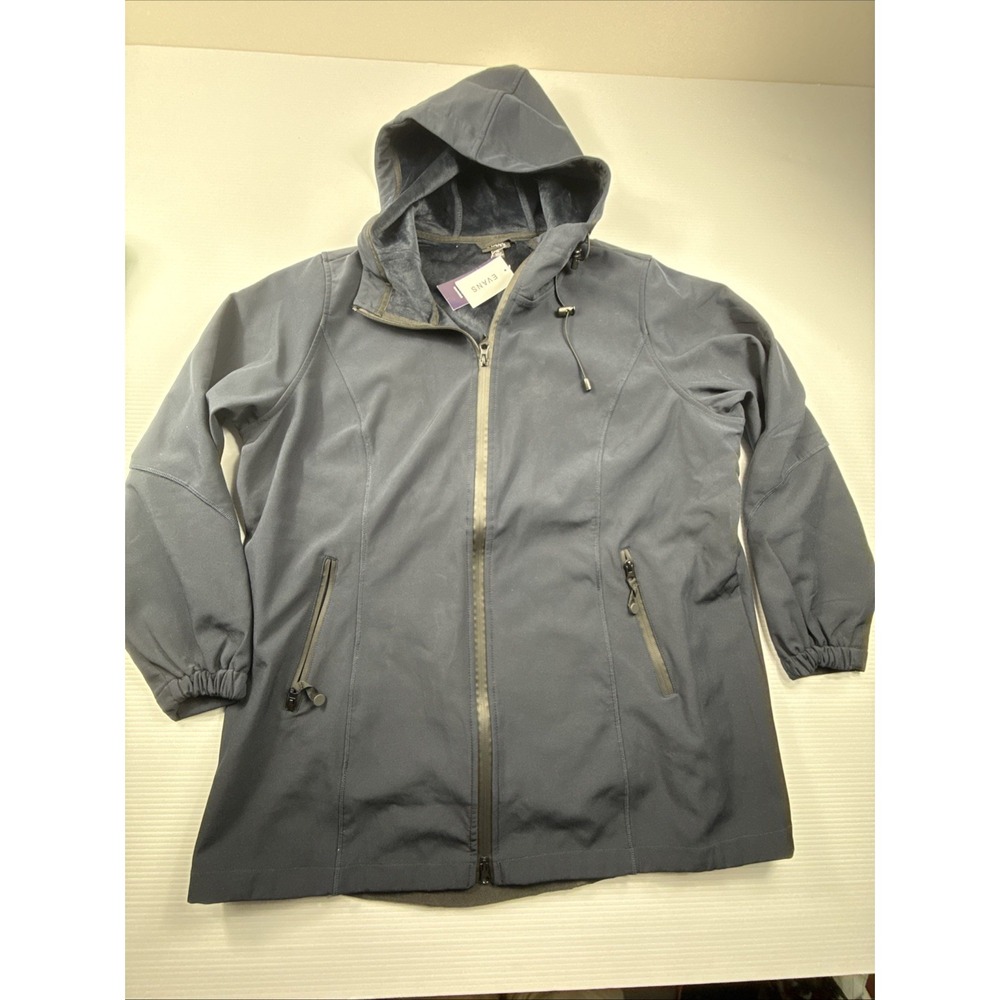 Evans Hooded‎ Soft shell Jacket Womens 20 Navy Blue NWT